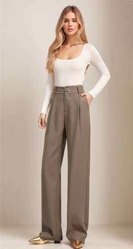 Chic High-Waist Wide Leg Office Pants for Women