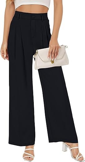 Chic High-Waist Wide Leg Trousers with Pockets 2024