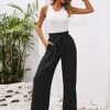 Chic Lightweight Wide Leg Lounge Pants with Pockets