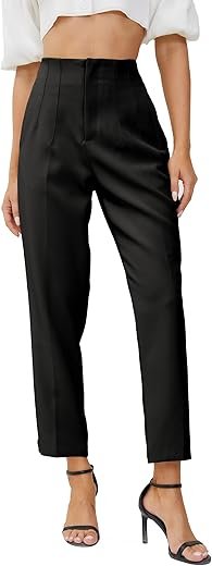 Chic Women's High-Waisted Pleated Office Trousers