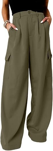 Dokotoo Women's High-Waisted Wide Leg Cargo Pants