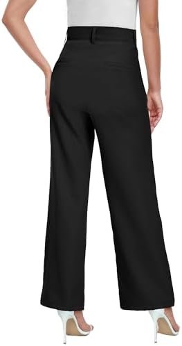 ELLEVEN Women's High-Waisted Wide Leg Dress Pants