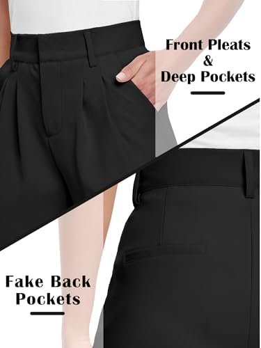 ELLEVEN Women's High-Waisted Wide Leg Dress Pants