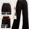 EVALESS Women's High Waisted Waffle Knit Wide Leg Pants