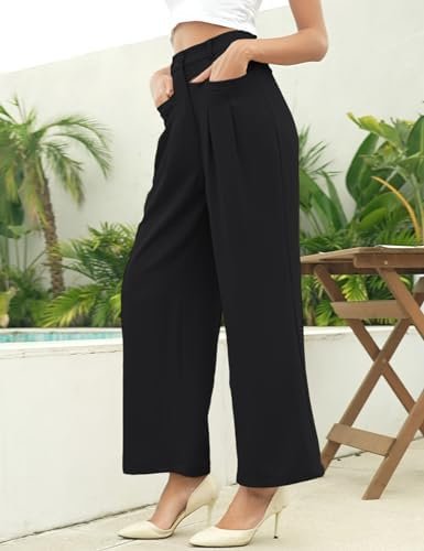 Genhoo Women's High-Waisted Wide Leg Palazzo Pants