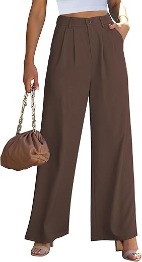 GRAPENT Women's High-Waisted Wide Leg Dressy Pants