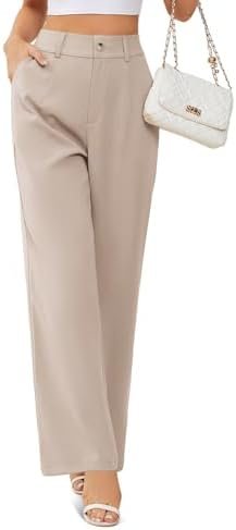 OnlyPuff Women's High-Waisted Wide Leg Trousers with Pockets