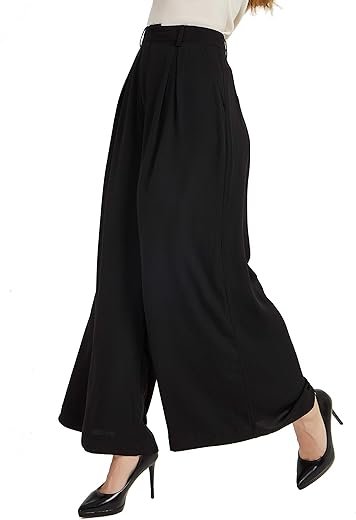 Tronjori Women's High Waist Flowing Palazzo Pants