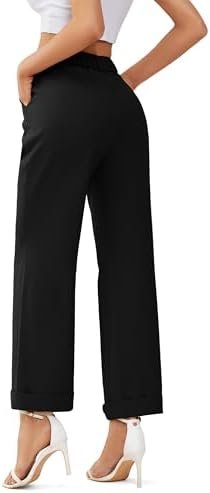 Wide Leg High Waisted Trousers with Pockets for Women